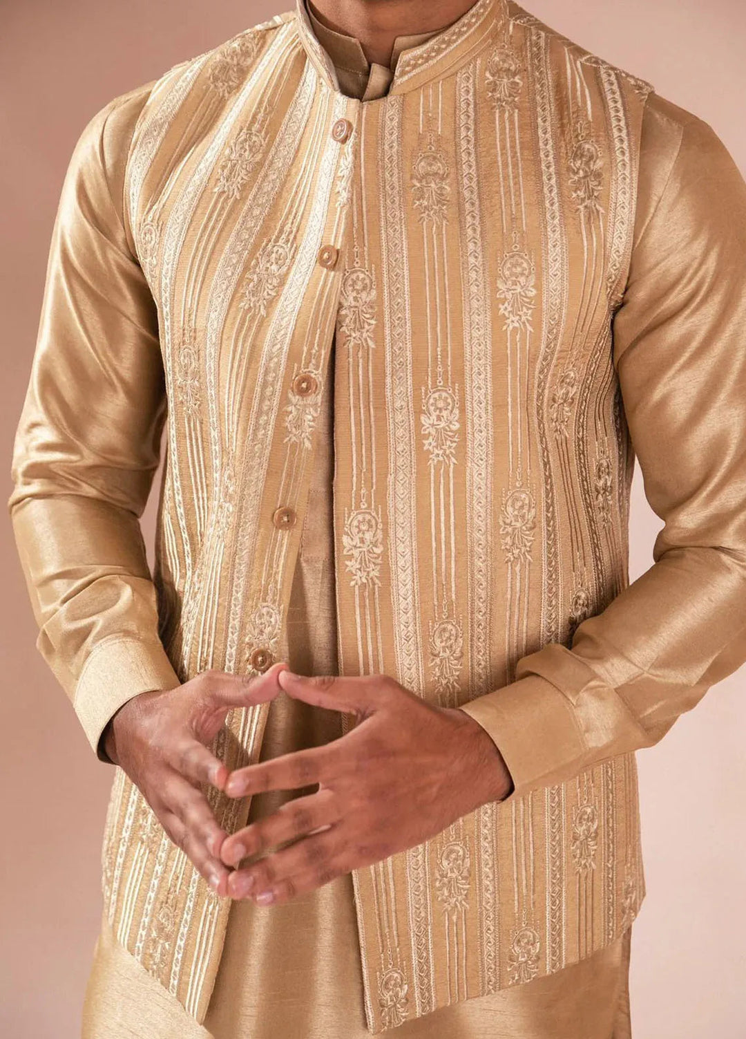 Ahmad Raza Silk Embroidered Men 3 Piece Suit - AR5092