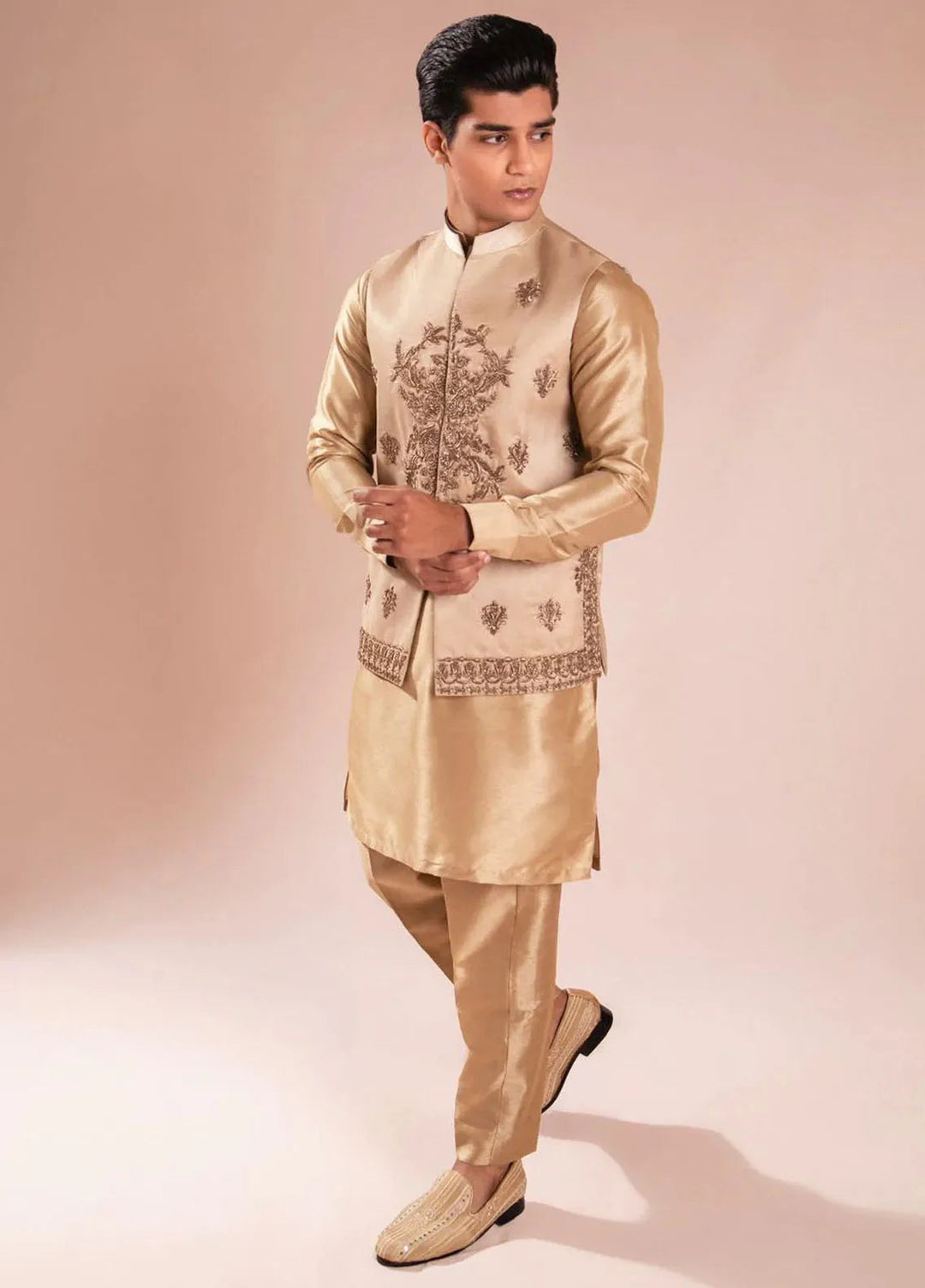 Ahmad Raza Silk Embroidered Men 3 Piece Suit - AR5093