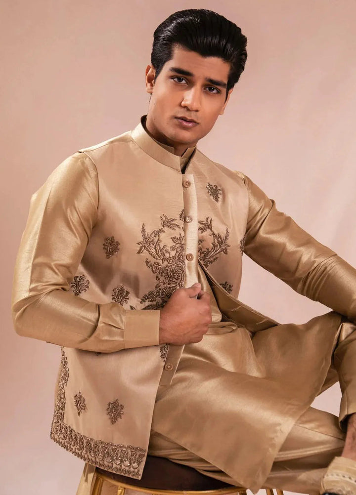 Ahmad Raza Silk Embroidered Men 3 Piece Suit - AR5093