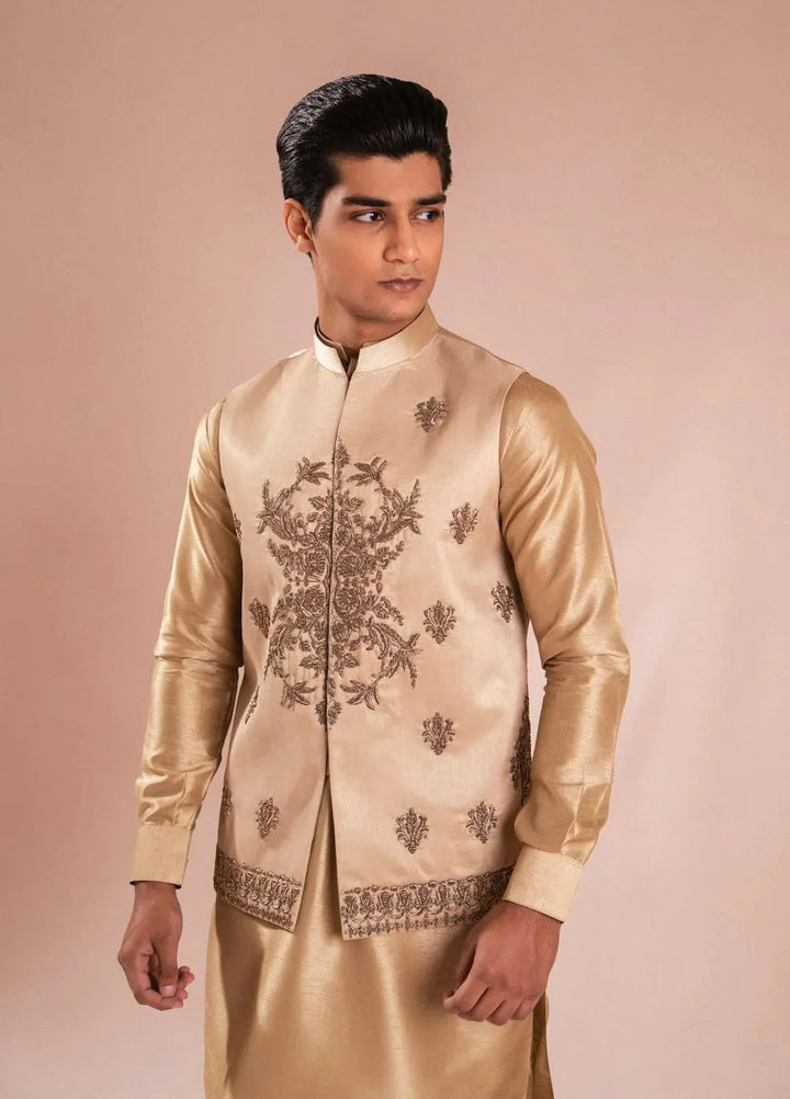 Ahmad Raza Silk Embroidered Men 3 Piece Suit - AR5093