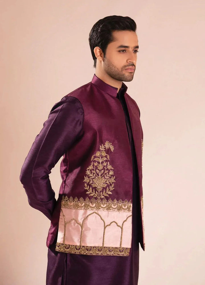 Ahmad Raza Silk Embroidered Men 3 Piece Suit - AR5094