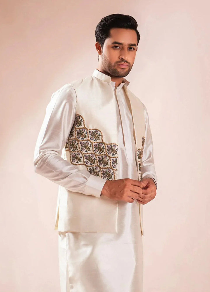 Ahmad Raza Silk Embroidered Men 3 Piece Suit - AR5097