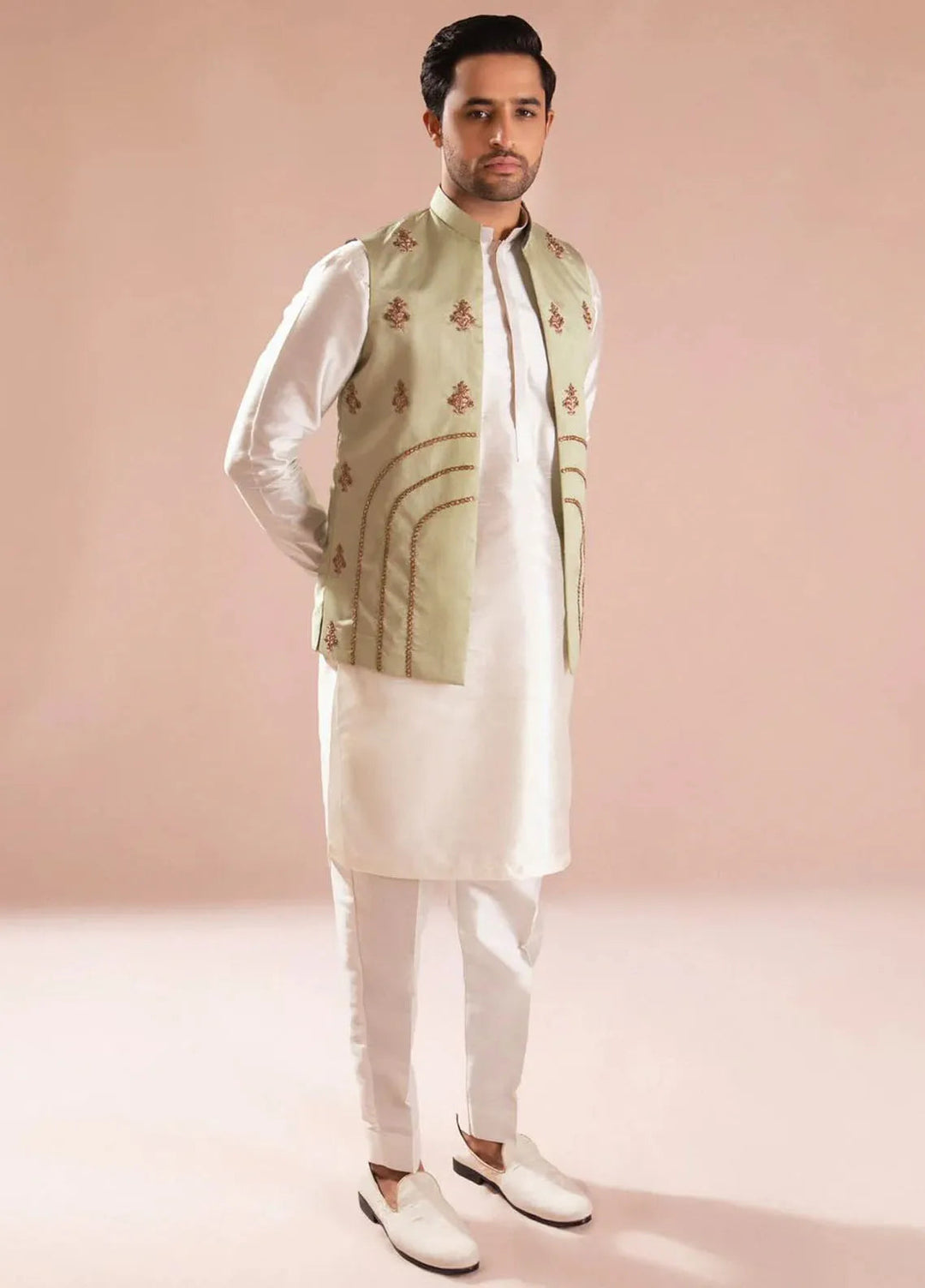 Ahmad Raza Silk Embroidered Men 3 Piece Suit - AR5098