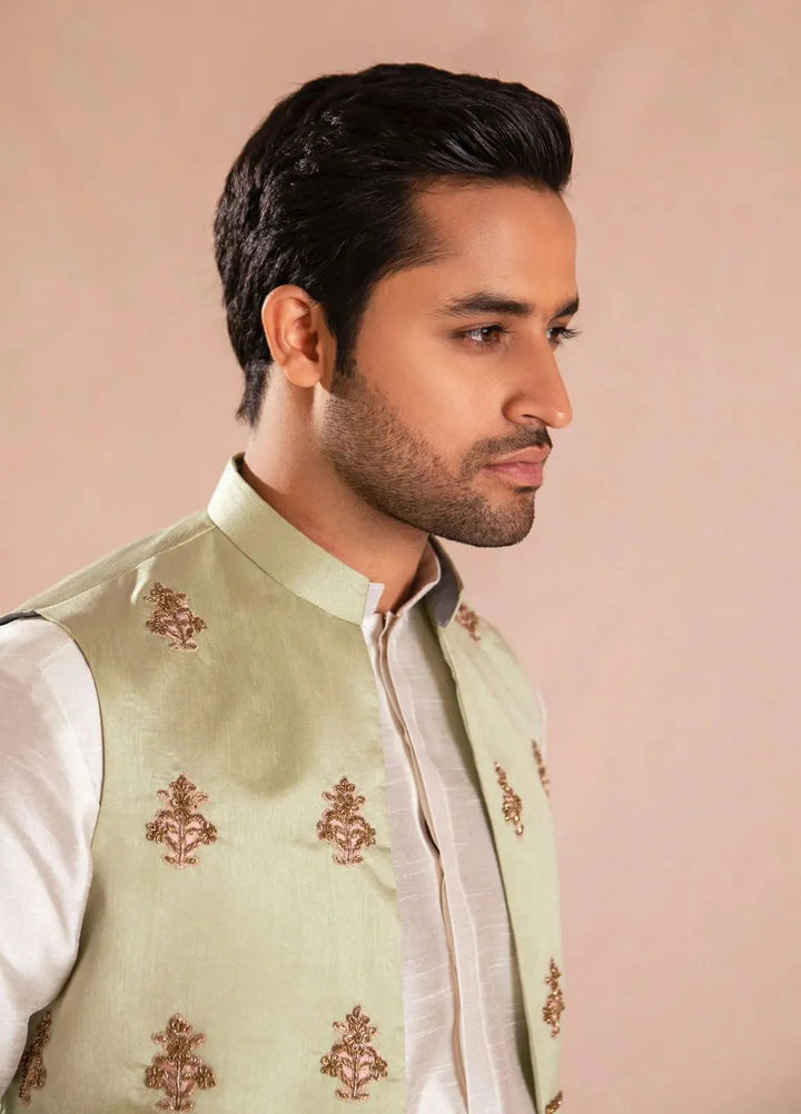 Ahmad Raza Silk Embroidered Men 3 Piece Suit - AR5098
