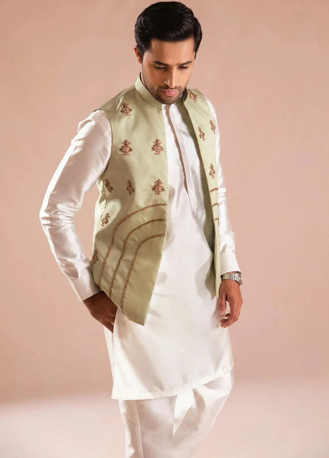 Ahmad Raza Silk Embroidered Men 3 Piece Suit - AR5098