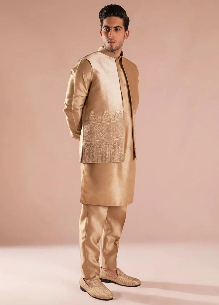 Ahmad Raza Silk Embroidered Men 3 Piece Suit - AR5099