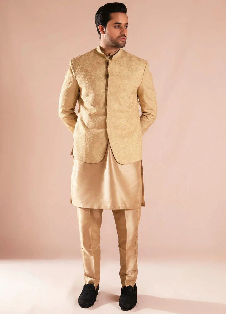 Ahmad Raza Silk Embroidered Men 3 Piece Suit - AR5102