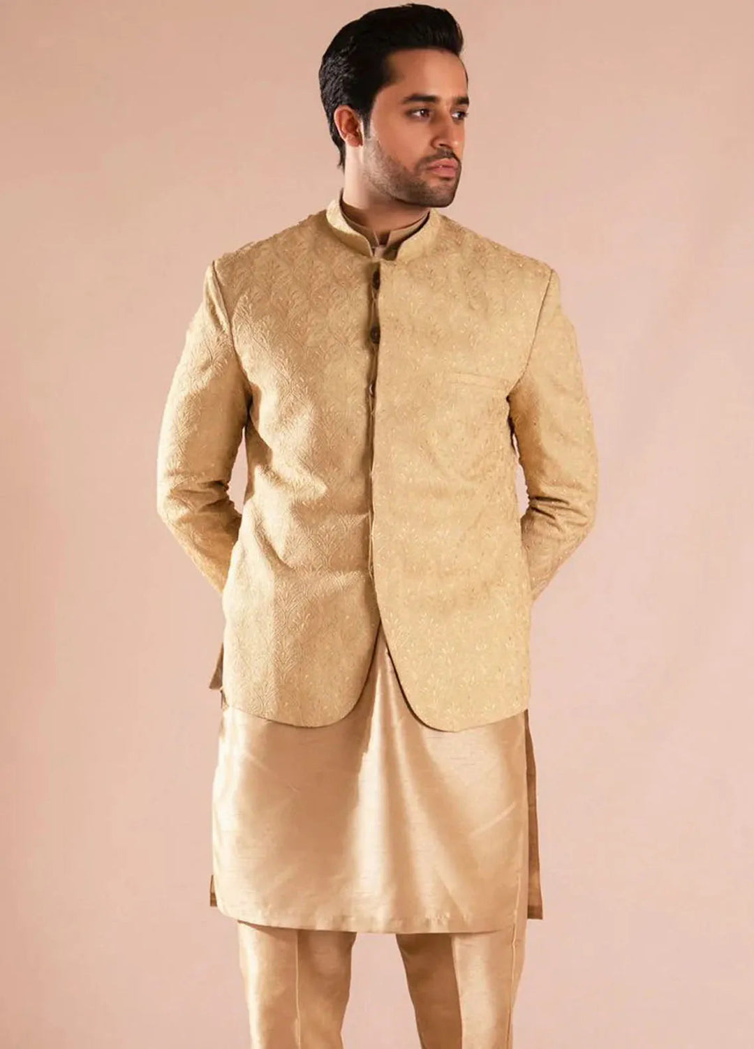 Ahmad Raza Silk Embroidered Men 3 Piece Suit - AR5102