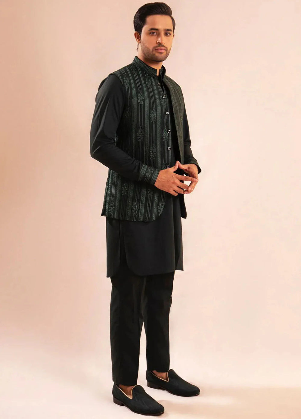 Ahmad Raza Wash N Wear Embroidered Men 3 Piece Suit - AR5091