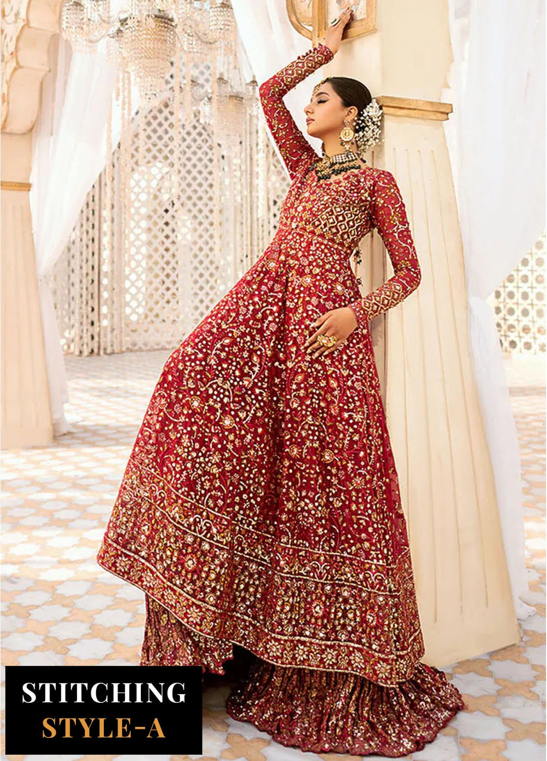 AIK Atelier Embroidered Chiffon Suits Unstitched 3 Piece AIK24WF Look 01 - Wedding Collection