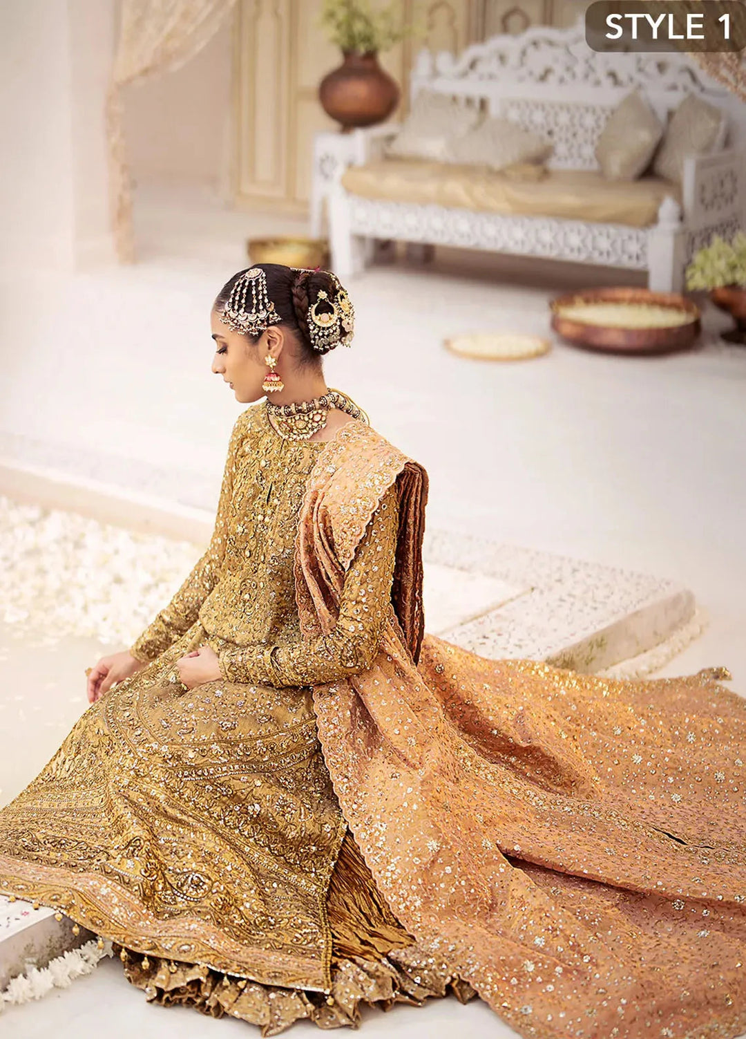 AIK Atelier Embroidered Kundan Zari Suits Unstitched 3 Piece AIK24WF2 Look 02 - Wedding Collection