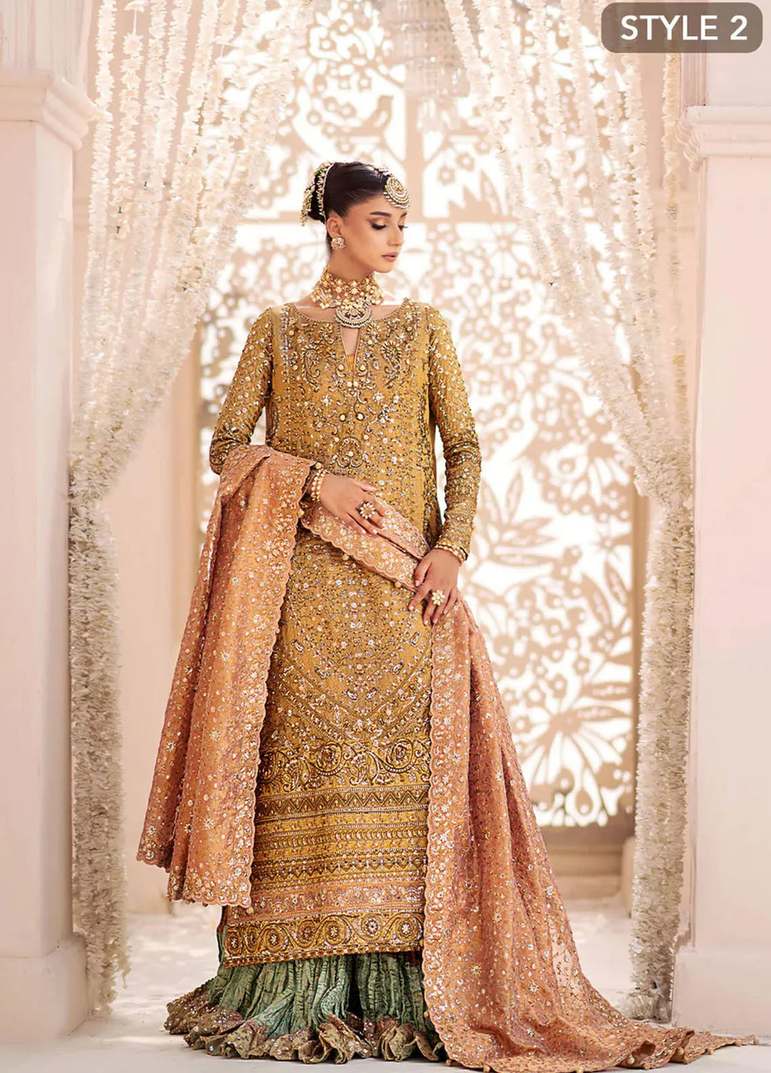 AIK Atelier Embroidered Kundan Zari Suits Unstitched 3 Piece AIK24WF2 Look 02 - Wedding Collection