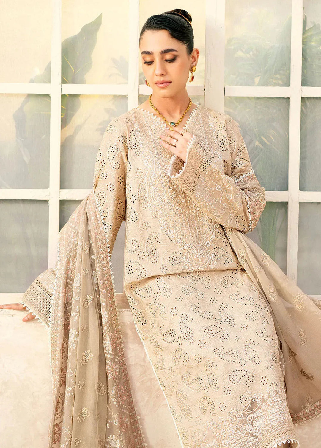 Aik Atelier Embroidered Lawn Suit Unstitched 3 Piece AIK24E LOOK 02 A - Summer Collection