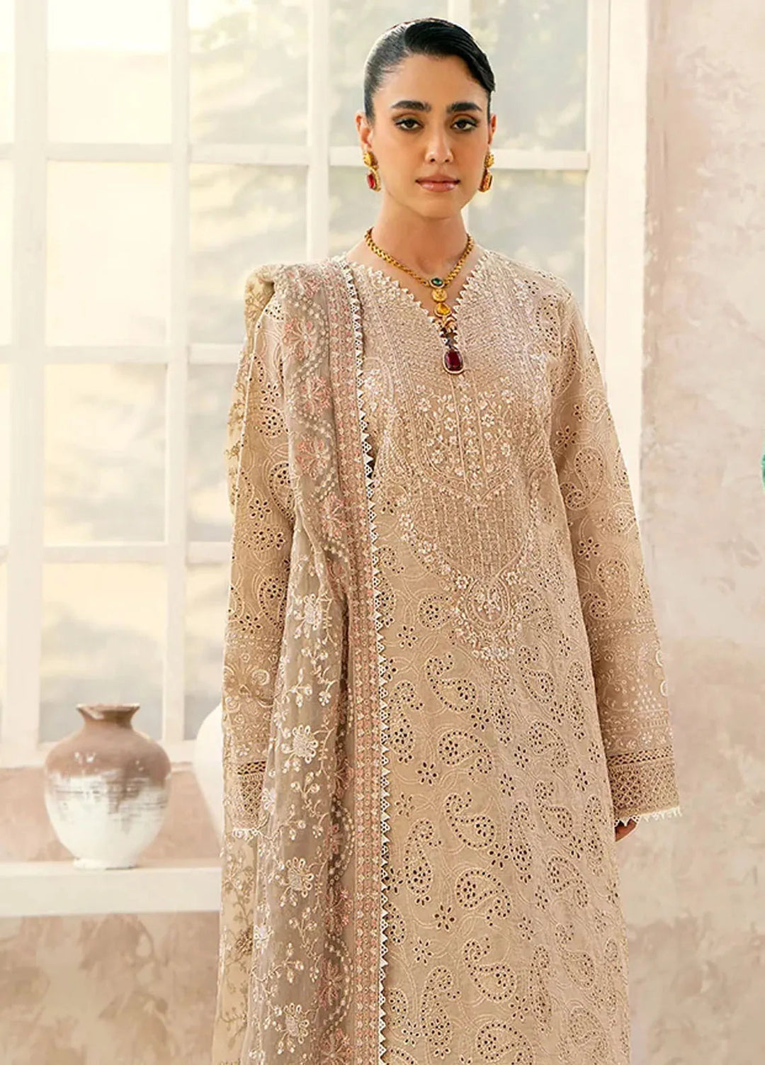 Aik Atelier Embroidered Lawn Suit Unstitched 3 Piece AIK24E LOOK 02 A - Summer Collection