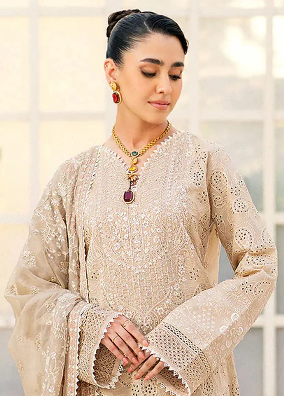 Aik Atelier Embroidered Lawn Suit Unstitched 3 Piece AIK24E LOOK 02 A - Summer Collection