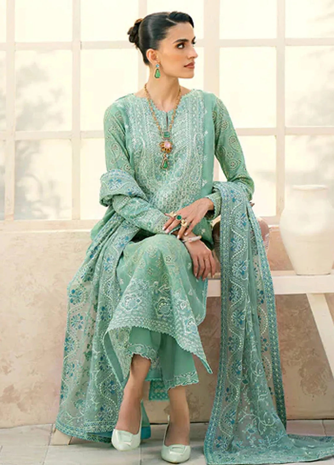 Aik Atelier Embroidered Lawn Suit Unstitched 3 Piece AIK24E LOOK 02 B - Summer Collection