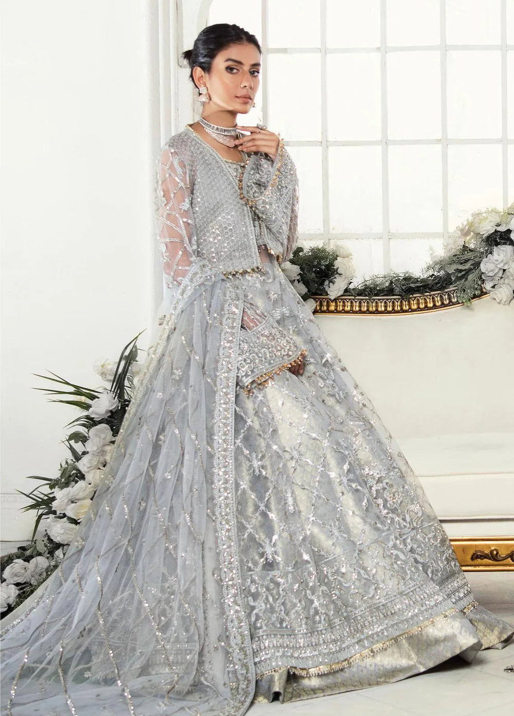 AIK Atelier Embroidered Net Unstitched Suits 3 Piece AIK22WF Look-07 - Luxury Collection