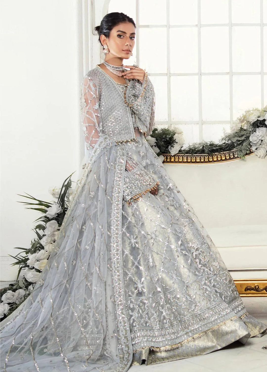 AIK Atelier Embroidered Net Unstitched Suits 3 Piece AIK22WF Look-07 - Luxury Collection