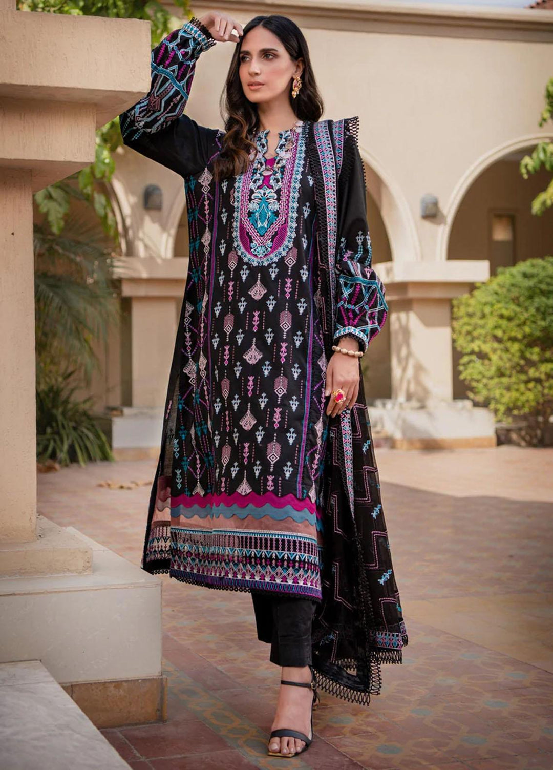 AIK Atelier Embroidered Lawn Suits Unstitched 3 Piece AIK22-E2 02-A - Eid Collection
