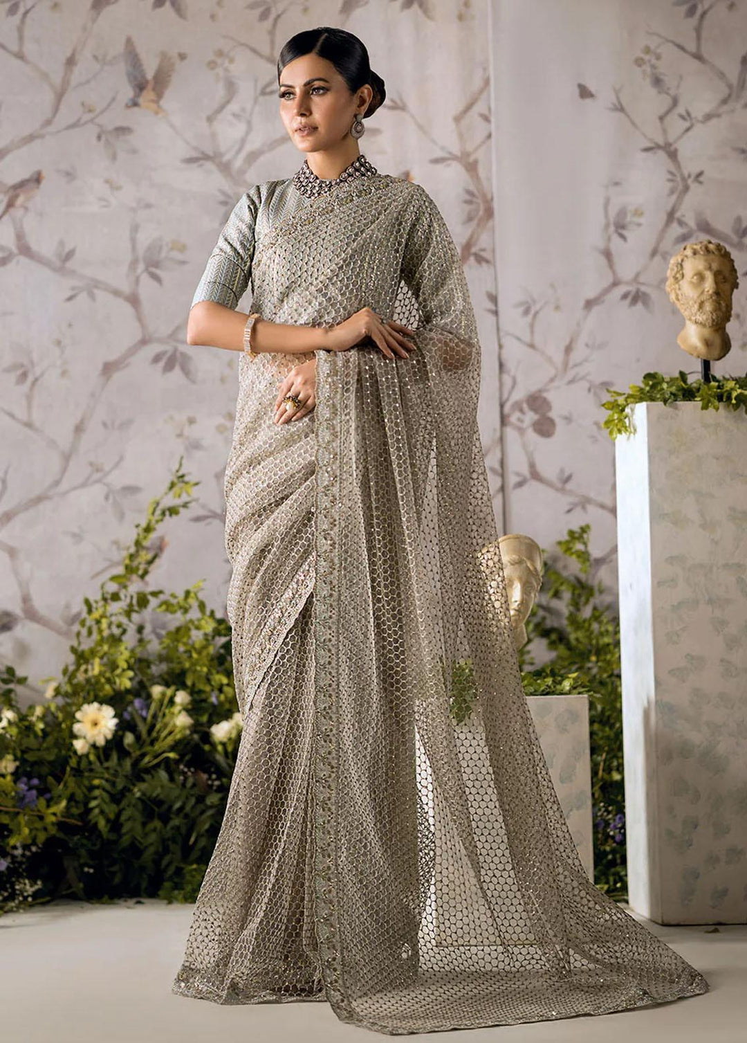 AIK Atelier Embroidered   Unstitched Saree AIK23TS Look-03 - Luxury Collection