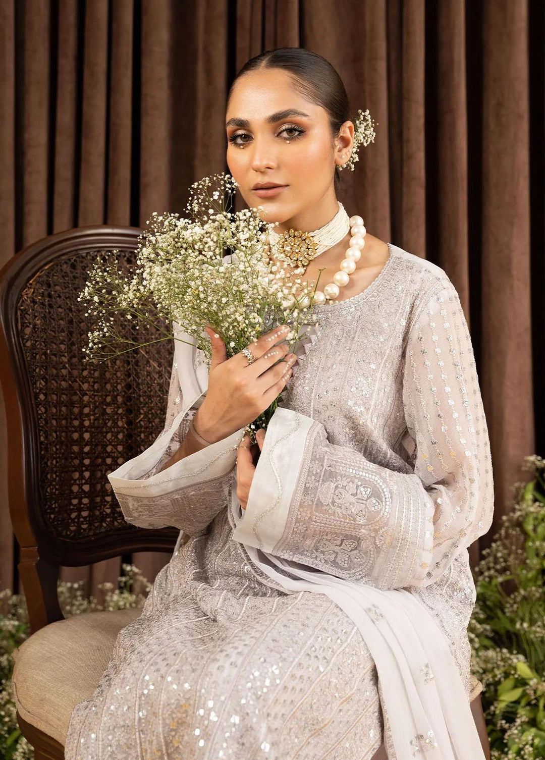 AIK Atelier Embroidered Chiffon Suits Unstitched 3 Piece AIK23-C2 02 - Luxury Collection