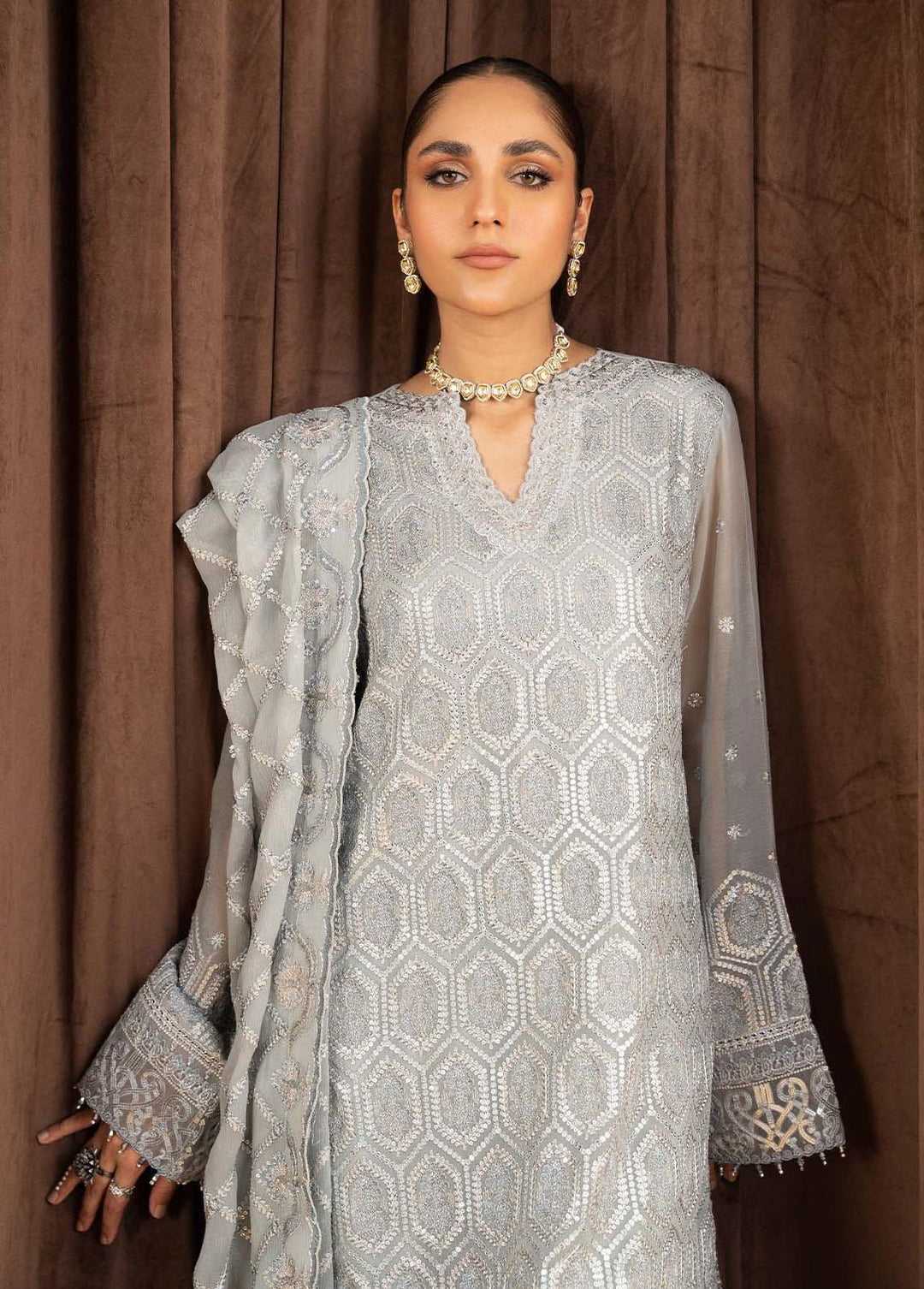 AIK Atelier Embroidered Chiffon Suits Unstitched 3 Piece AIK23-C2 04 - Luxury Collection