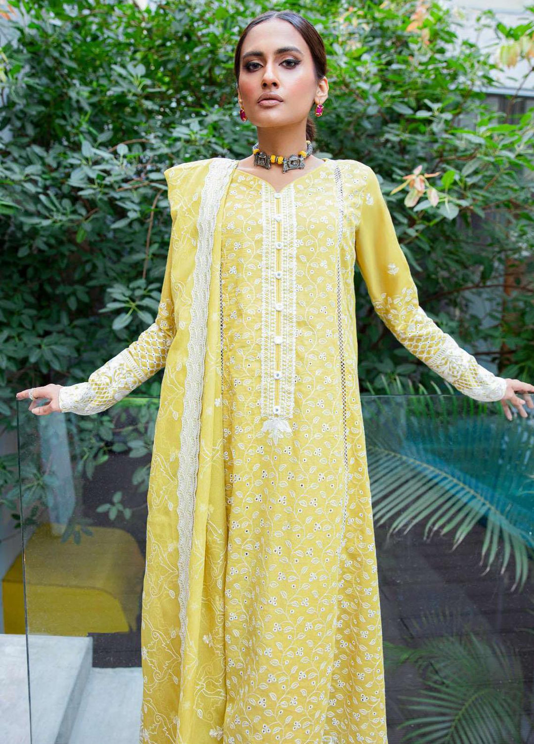 AIK Atelier Embroidered Lawn Suits Unstitched 3 Piece AIK23-L2 01-A - Summer Collection