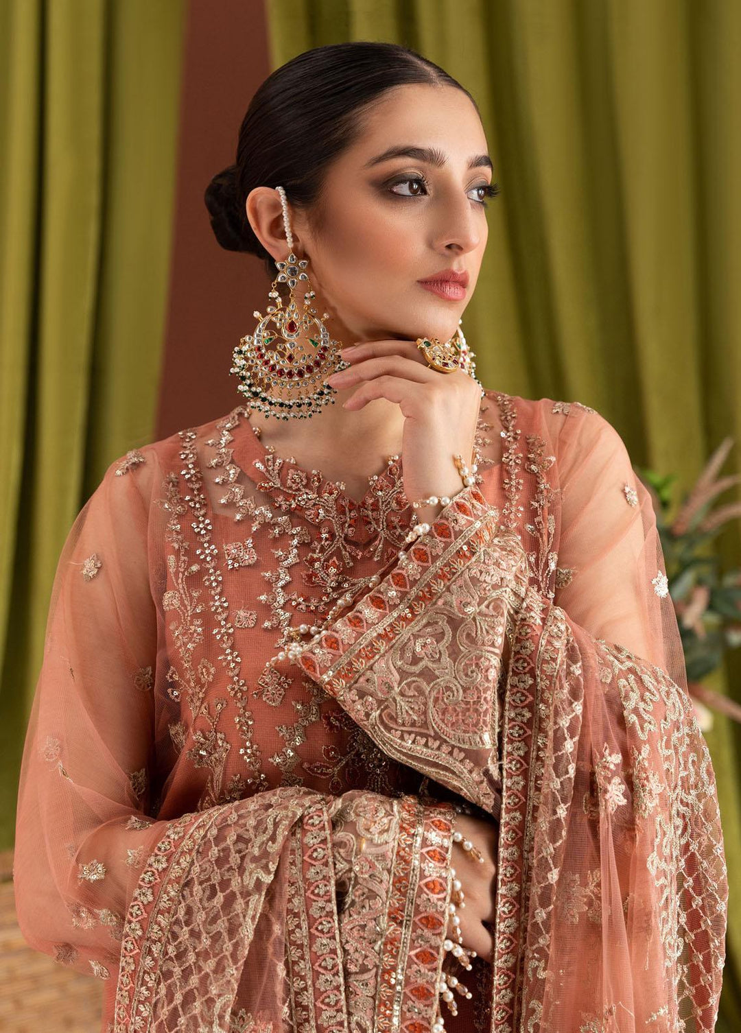 AIK Atelier Embroidered Net Suits Unstitched 3 Piece AIK23L Look 03 - Luxury Collection