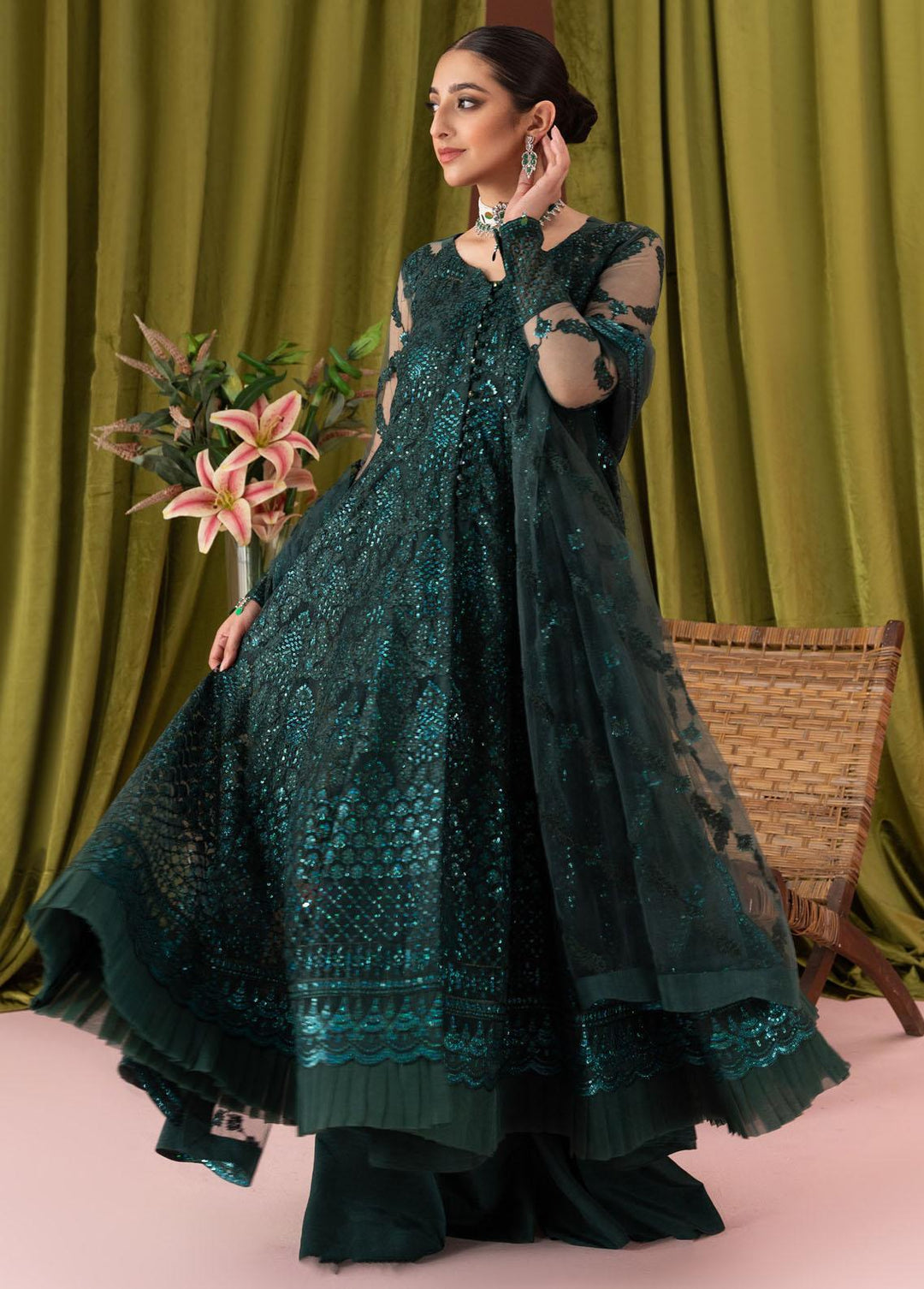 AIK Atelier Embroidered Net Suits Unstitched 3 Piece AIK23L Look 04 - Luxury Collection