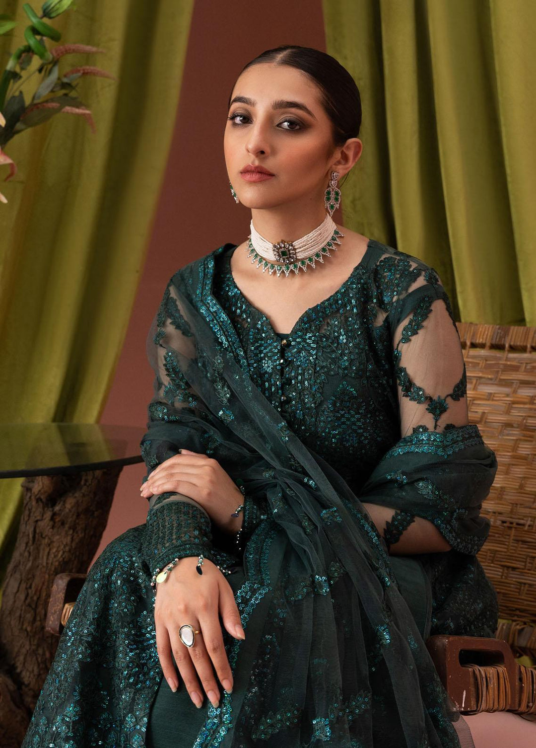 AIK Atelier Embroidered Net Suits Unstitched 3 Piece AIK23L Look 04 - Luxury Collection