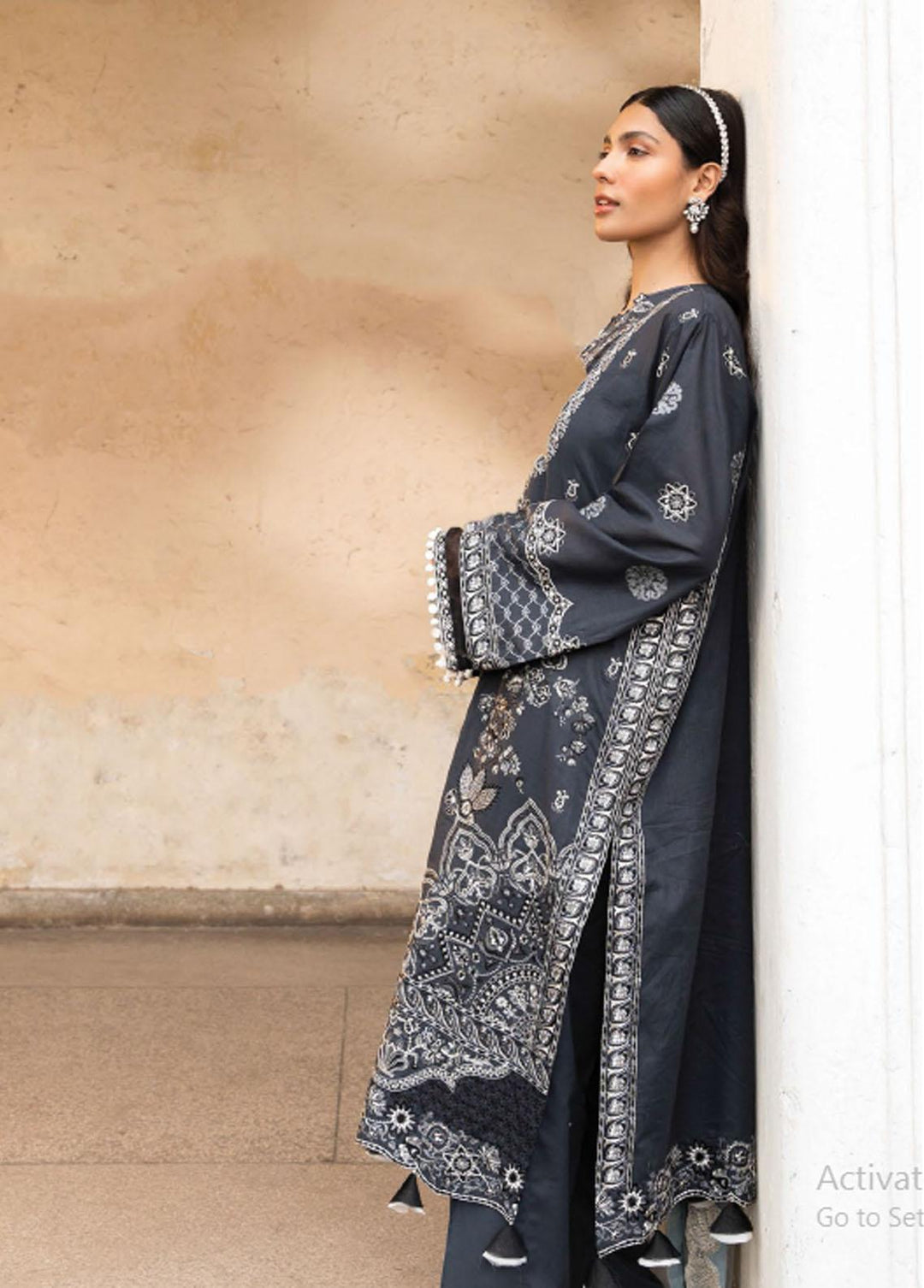 Aik Atelier Embroidered Lawn Suits Unstitched 3 Piece AIK23M Look 10 - Luxury Collection