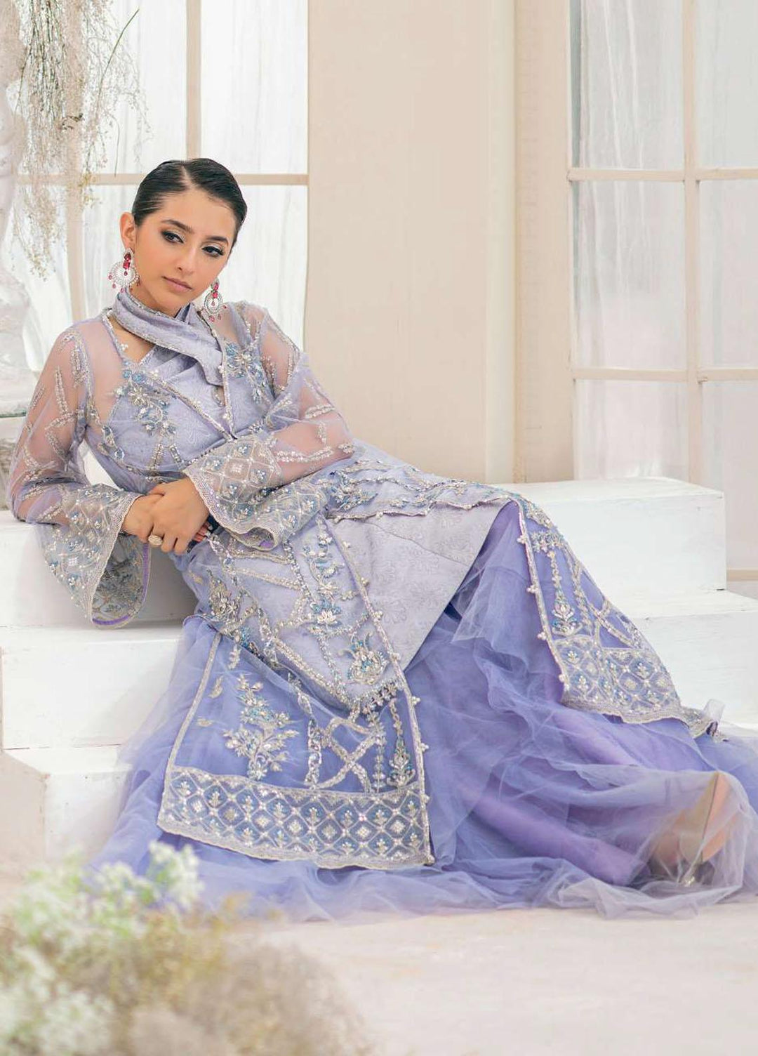 Aik Atelier Embroidered Net Suits Unstitched 3 Piece AIK23WD Look 08 - Luxury Collection