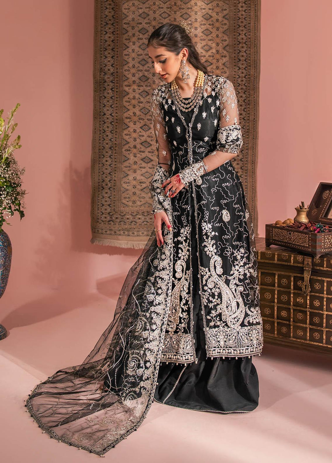 AIK Atelier Embroidered Net Suits Unstitched 3 Piece AIK23WF Look 06 - Luxury Collection