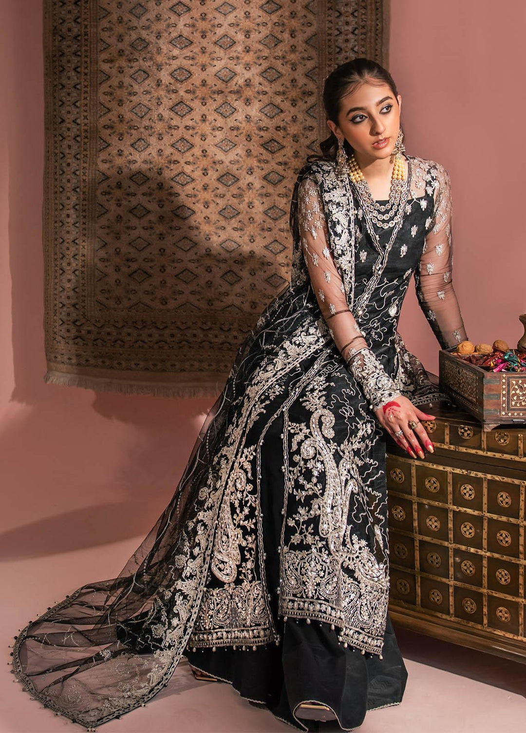 AIK Atelier Embroidered Net Suits Unstitched 3 Piece AIK23WF Look 06 - Luxury Collection