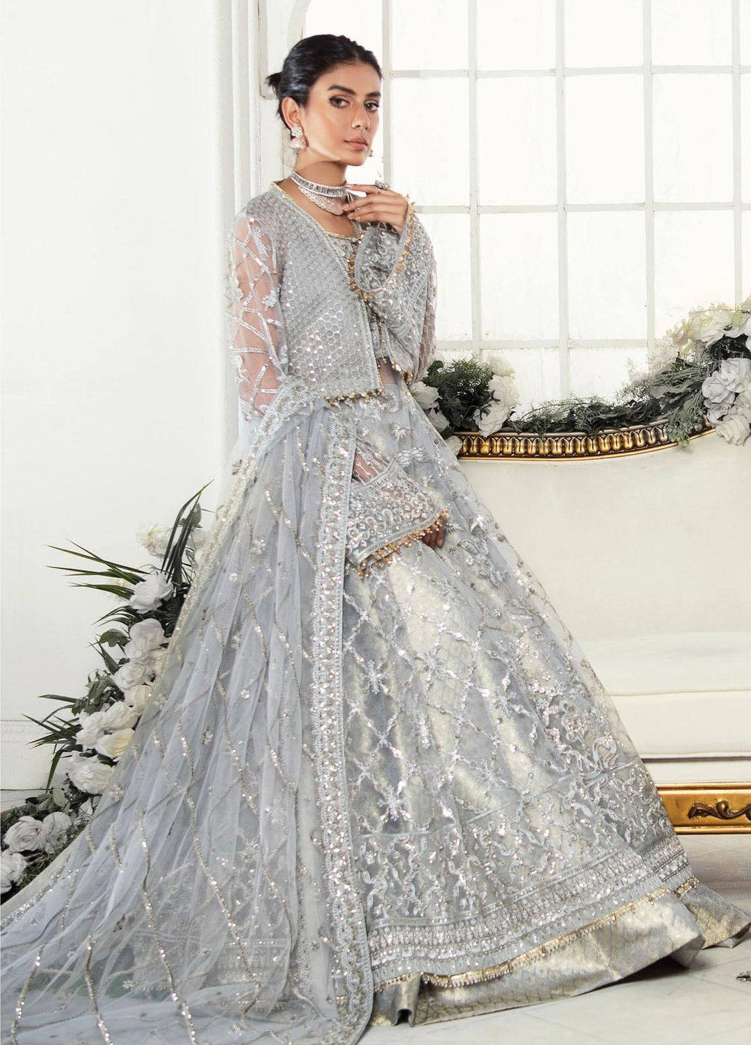 AIK Atelier Embroidered Net Suits Unstitched 3 Piece AIK22WF Look-07 - Luxury Collection