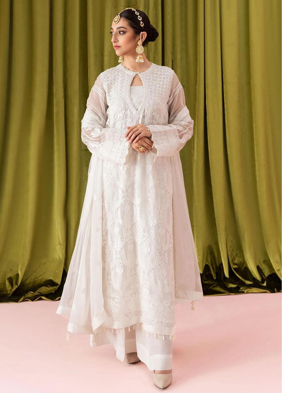 Aik Aterlier Embroidered Chiffon Suits Unstitched 3 Piece AIK23L Look 02 - Luxury Collection