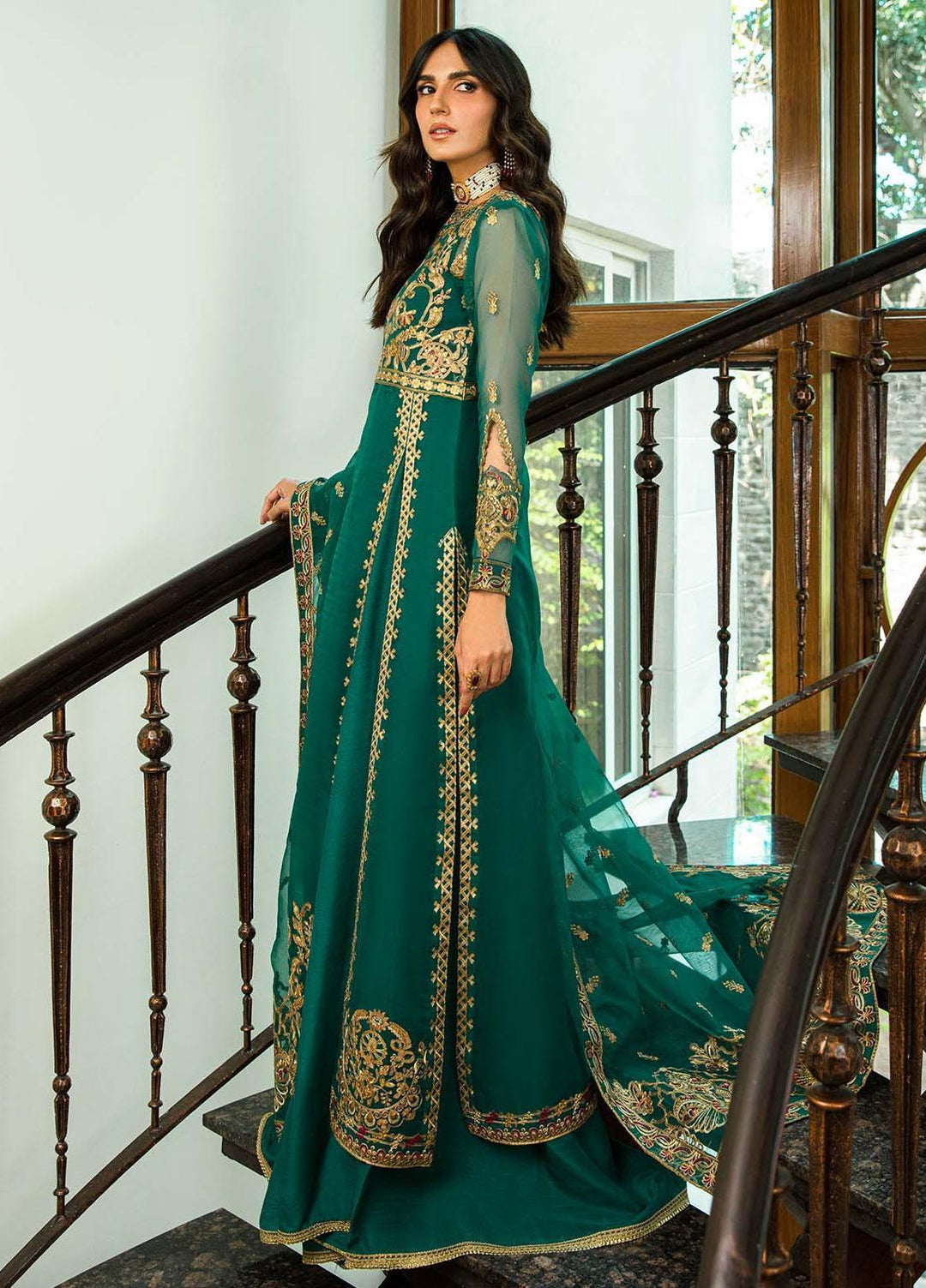 Aik Aterlier Embroidered Organza Suits Unstitched 3 Piece AIK23GL Look-01 - Luxury Collection