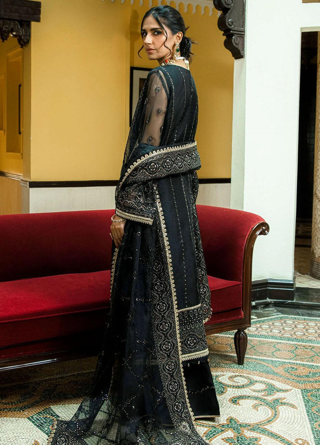 Aik Aterlier Embroidered Organza Suits Unstitched 3 Piece AIK23GL Look-08 - Luxury Collection