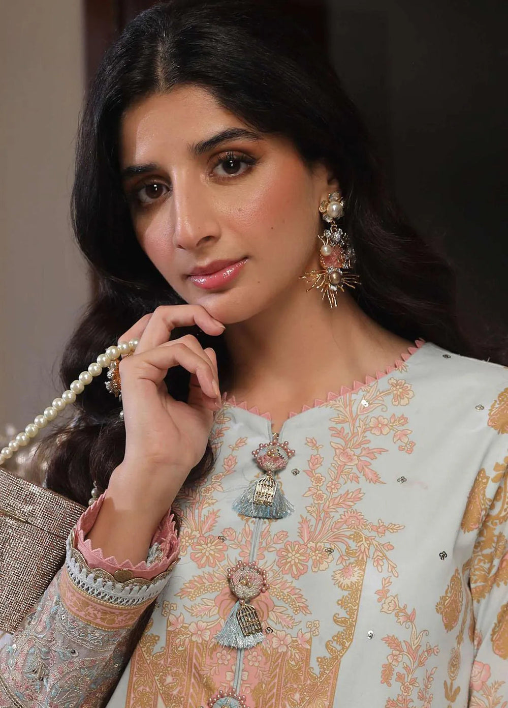 Aira By Asim Jofa Embroidered Cambric Unstitched Suit 2 Piece AJ23A AJAI-07 - Eid Collection