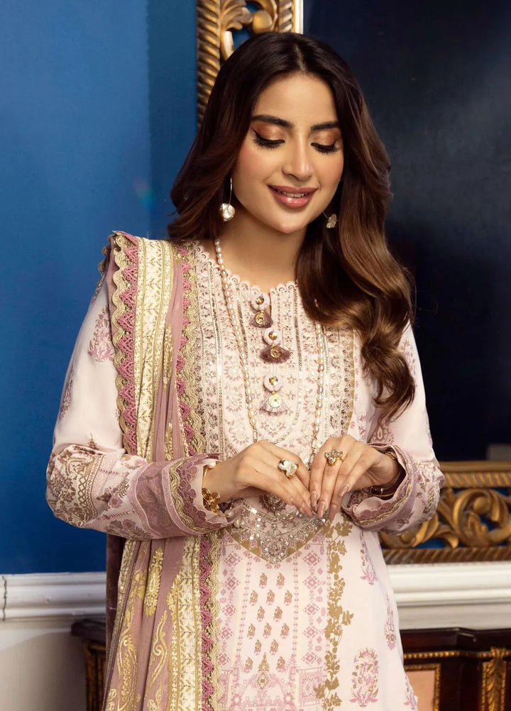 Aira By Asim Jofa Embroidered Cambric Unstitched Suit 2 Piece AJ23A AJAI-09 - Eid Collection