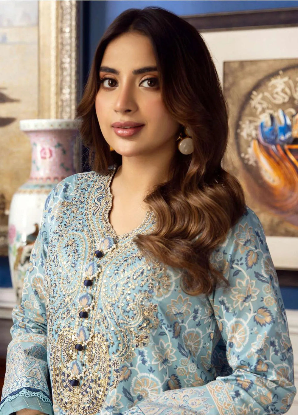 Aira By Asim Jofa Embroidered Cambric Unstitched Suit 2 Piece AJ23A AJAI-29 - Eid Collection