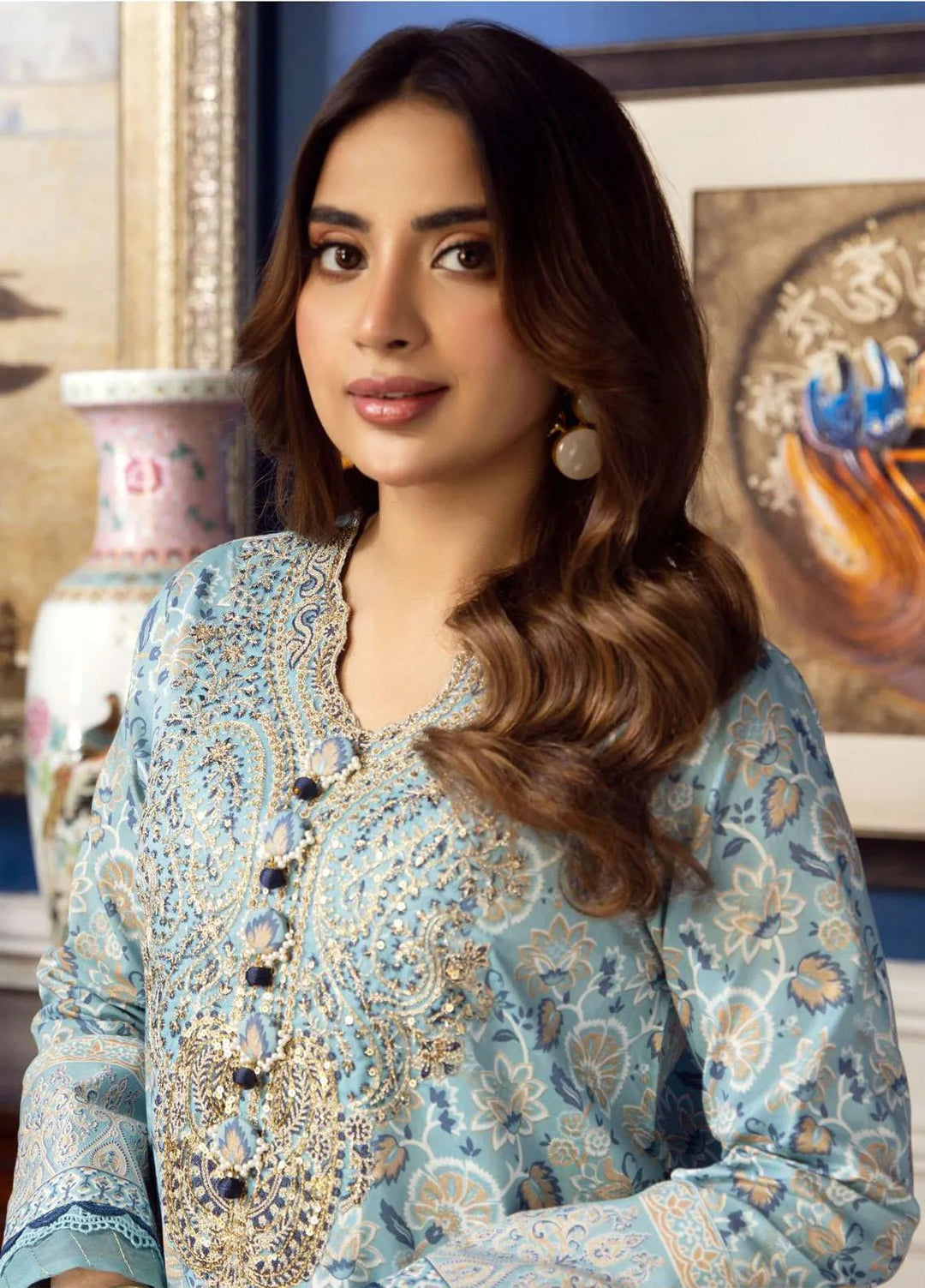 Aira By Asim Jofa Embroidered Cambric Unstitched Suit 2 Piece AJ23A AJAI-29 - Eid Collection