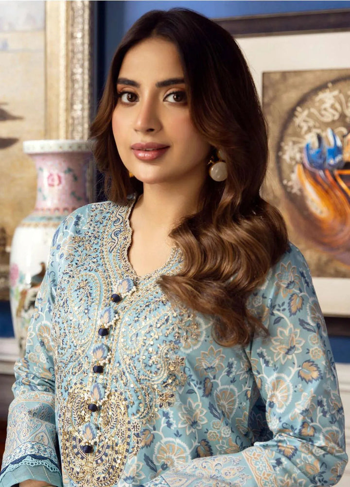 Aira By Asim Jofa Embroidered Cambric Unstitched Suit 2 Piece AJ23A AJAI-29 - Eid Collection