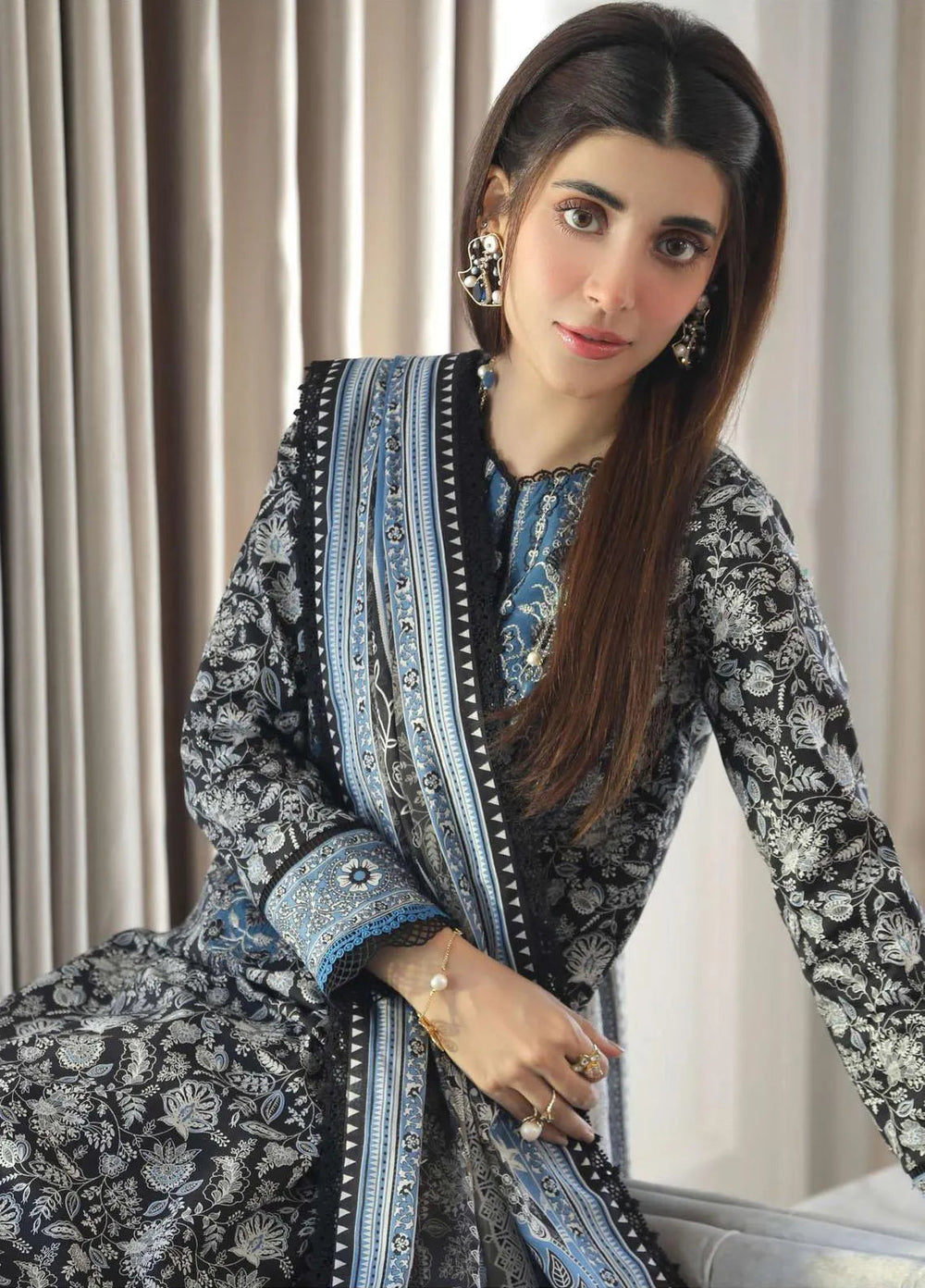 Aira By Asim Jofa Embroidered Cambric Unstitched Suit 2 Piece AJ23A AJAI-40 - Eid Collection