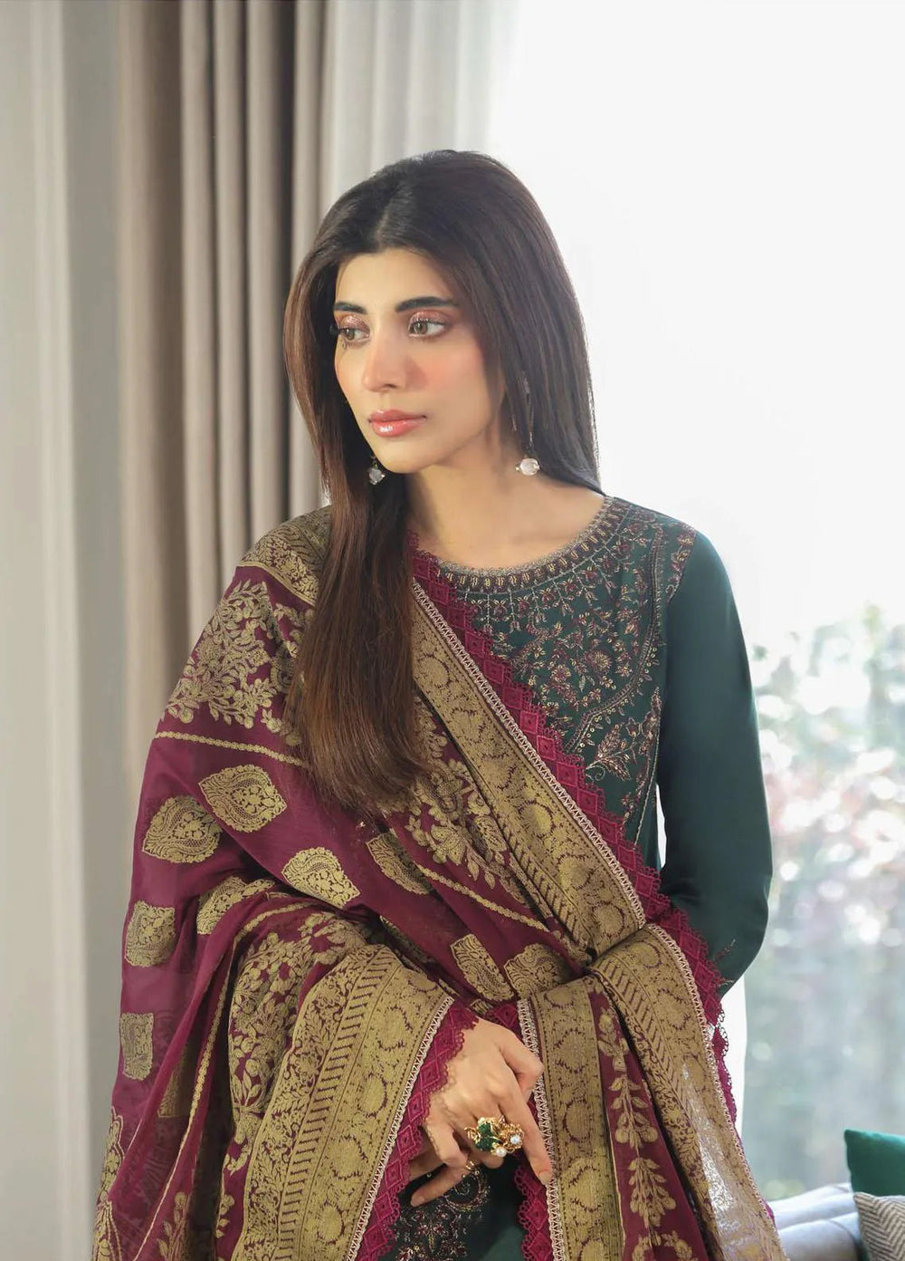 Aira By Asim Jofa Embroidered Cambric Unstitched Suit 3 Piece AJ23A AJAI-16 - Eid Collection