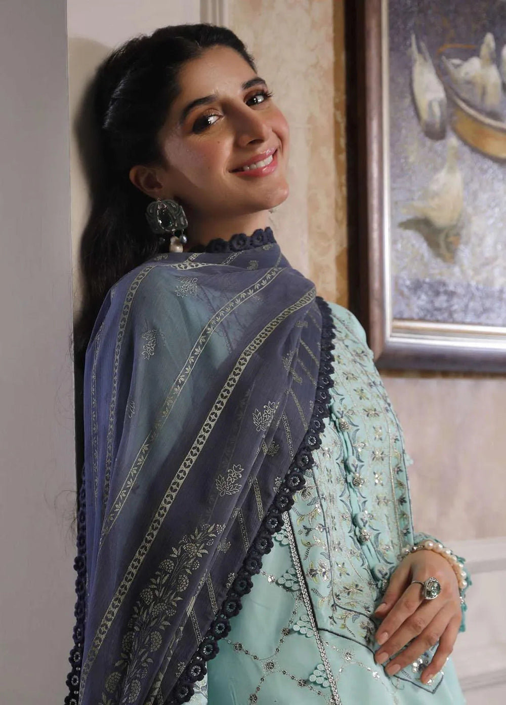 Aira By Asim Jofa Embroidered Cambric Unstitched Suit 3 Piece AJ23A AJAI-18 - Eid Collection