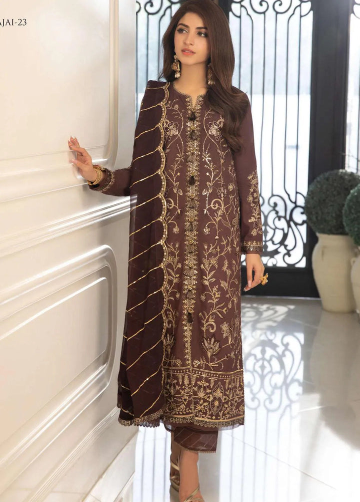 Aira By Asim Jofa Embroidered Cambric Unstitched Suit 3 Piece AJ23A AJAI-23 - Eid Collection