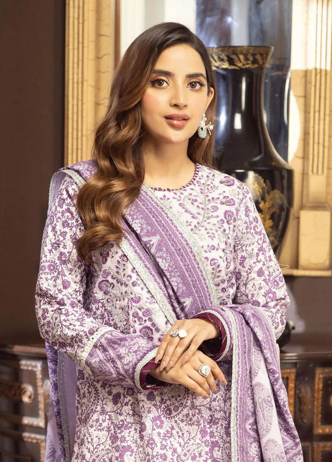 Aira By Asim Jofa Embroidered Cambric Unstitched Suit 3 Piece AJ23A AJAI-27 - Eid Collection