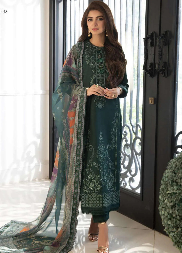 Aira By Asim Jofa Embroidered Cambric Unstitched Suit 3 Piece AJ23A AJAI-32 - Eid Collection