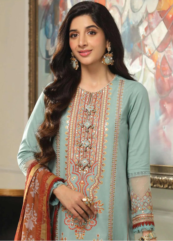 Aira By Asim Jofa Embroidered Cambric Unstitched Suit 3 Piece AJ23A AJAI-37 - Eid Collection
